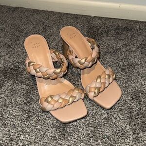a new day Braided Strap Heels - Cream and Gold